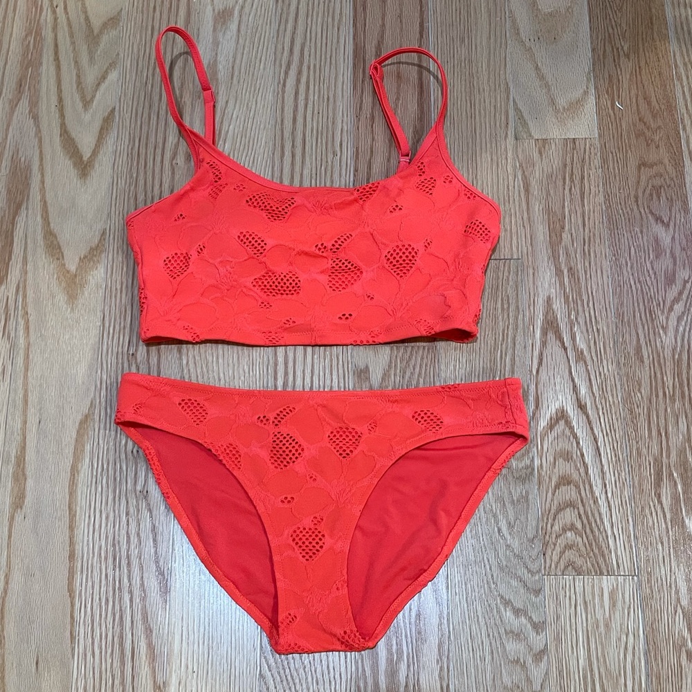 WORN ONCE: Aerie neon pink/orange bikini